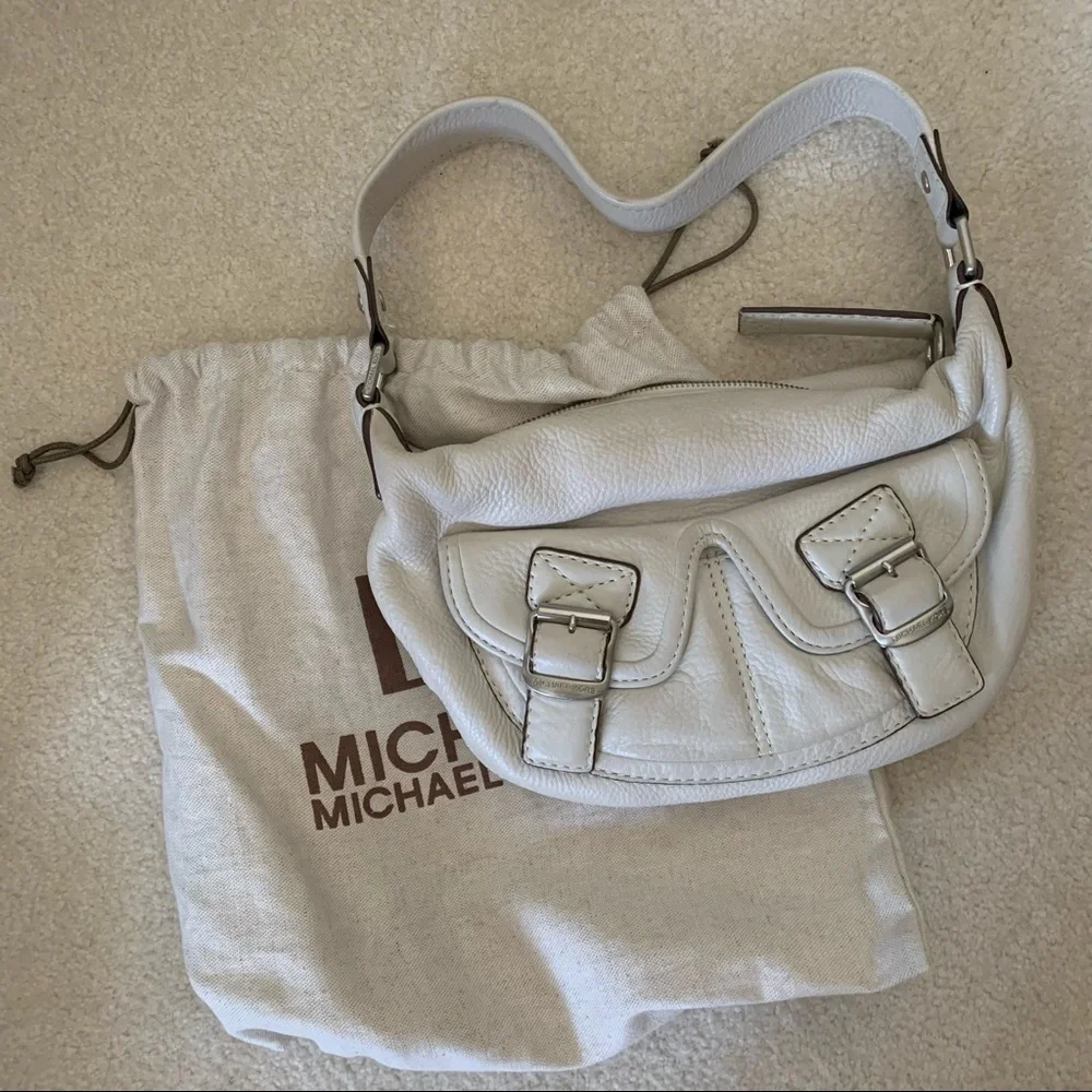Michael Kors Y2K white leather hobo bag